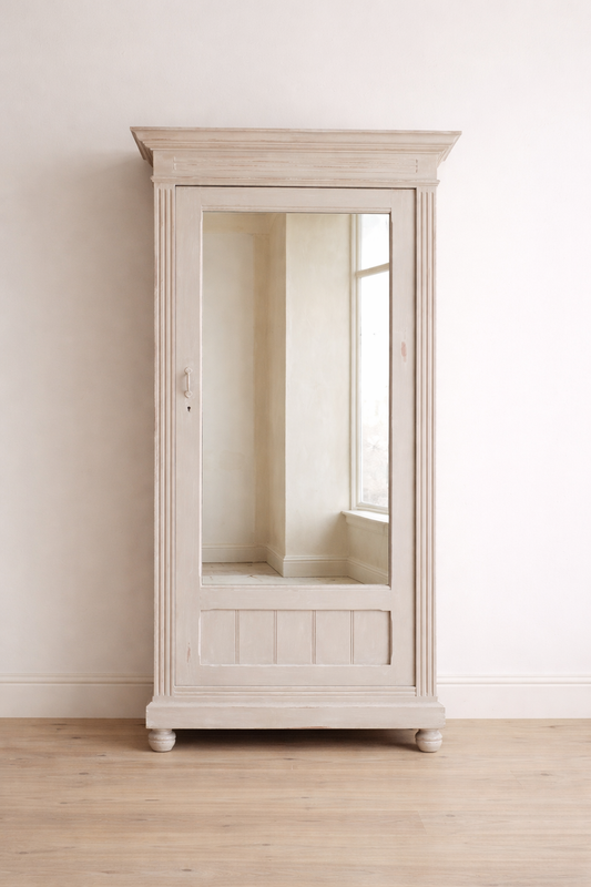 Antique French painted pine armoire