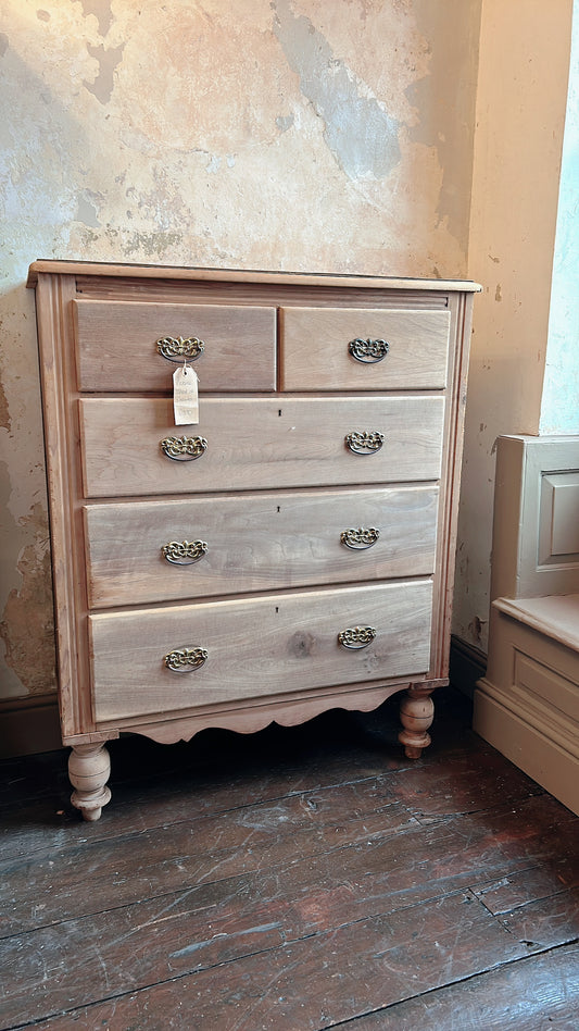 Large antique stripped chest of drawers