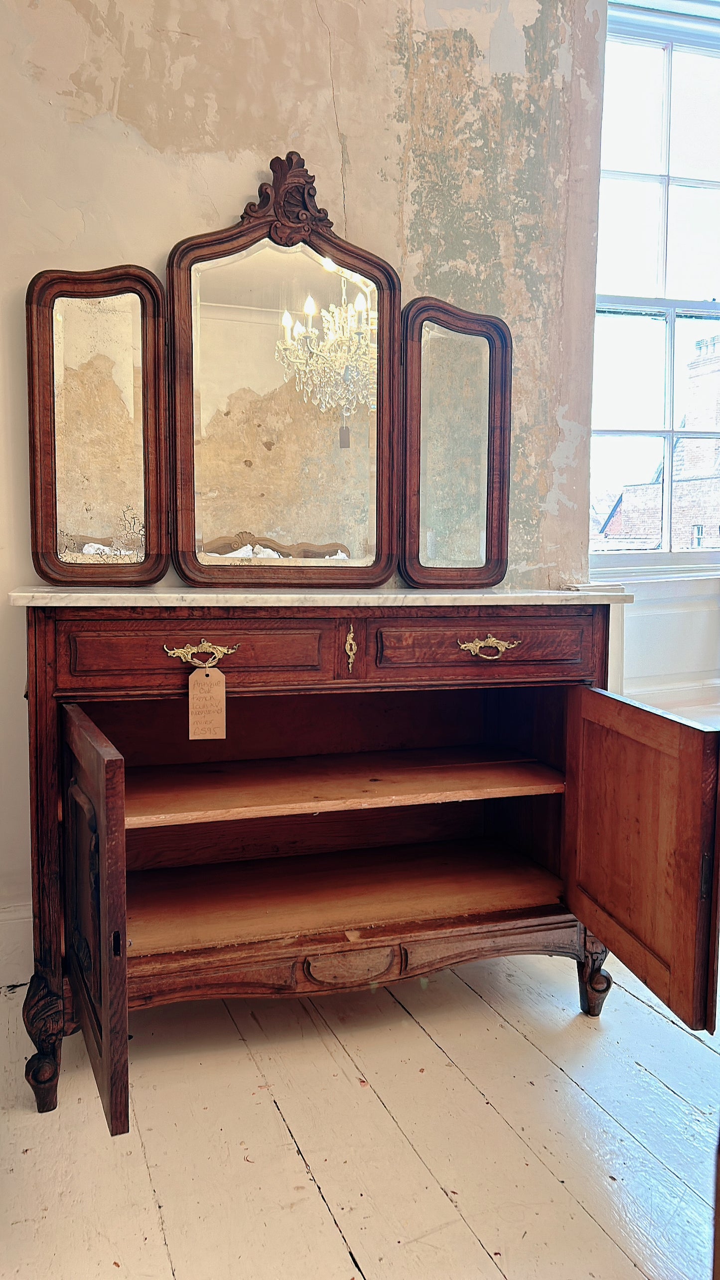 French oak & marble Louis xv washstand