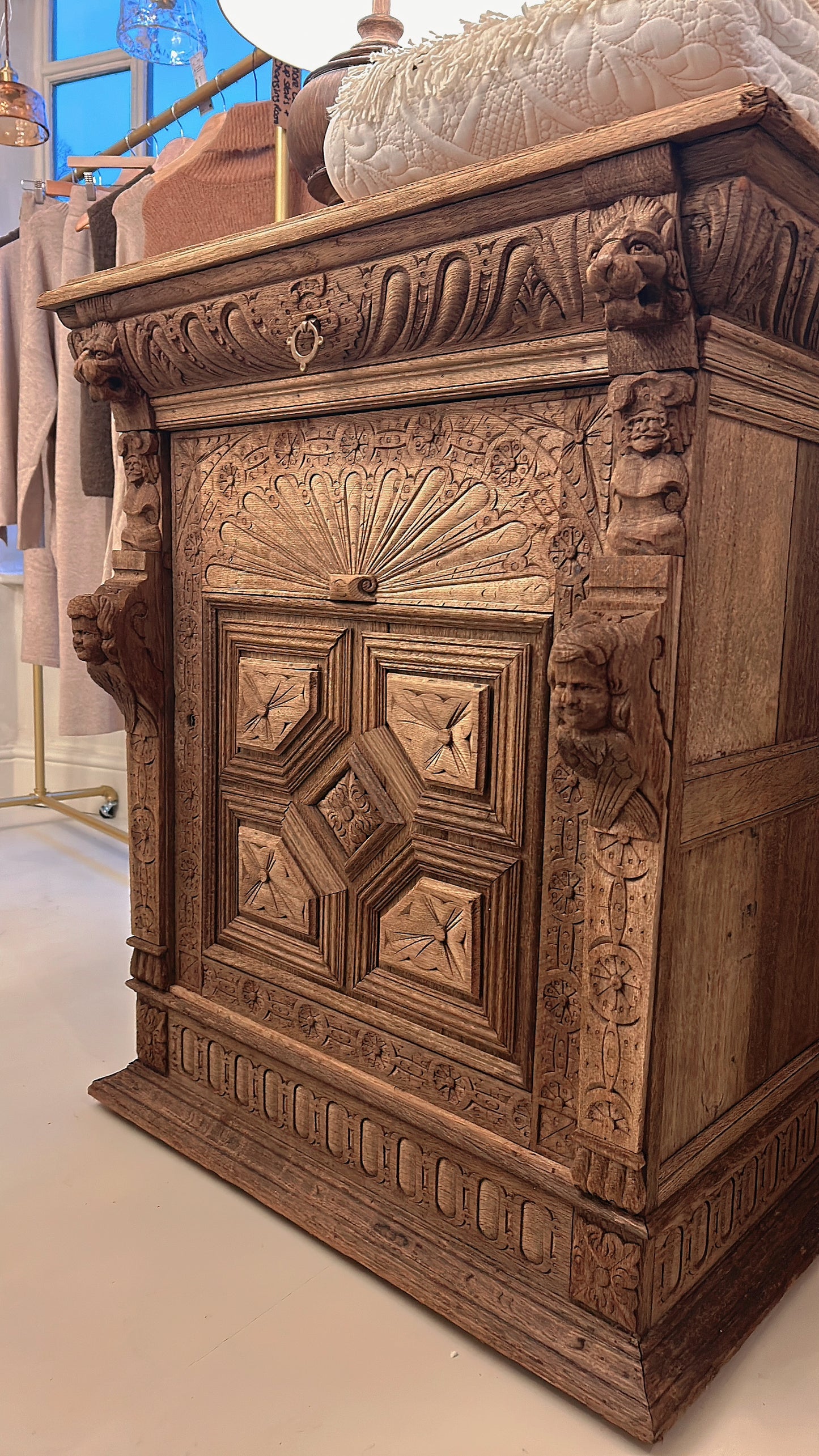 Oak antique French Renaissance Cabinet