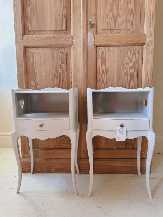 Pair of French painted bedside tables