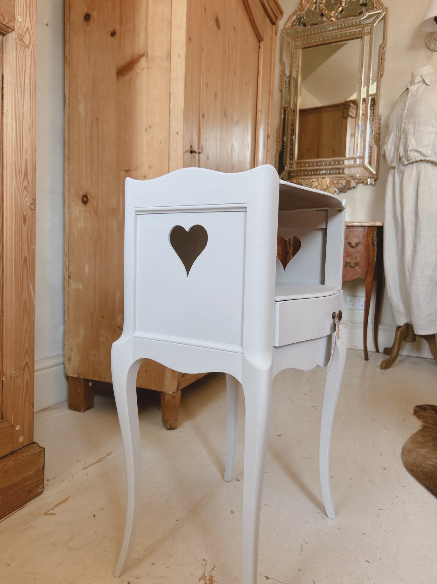 Pair of French painted bedside tables