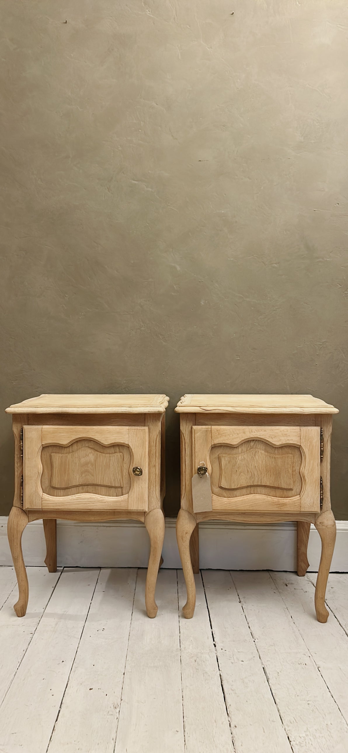 Pair French Oak Bedsides