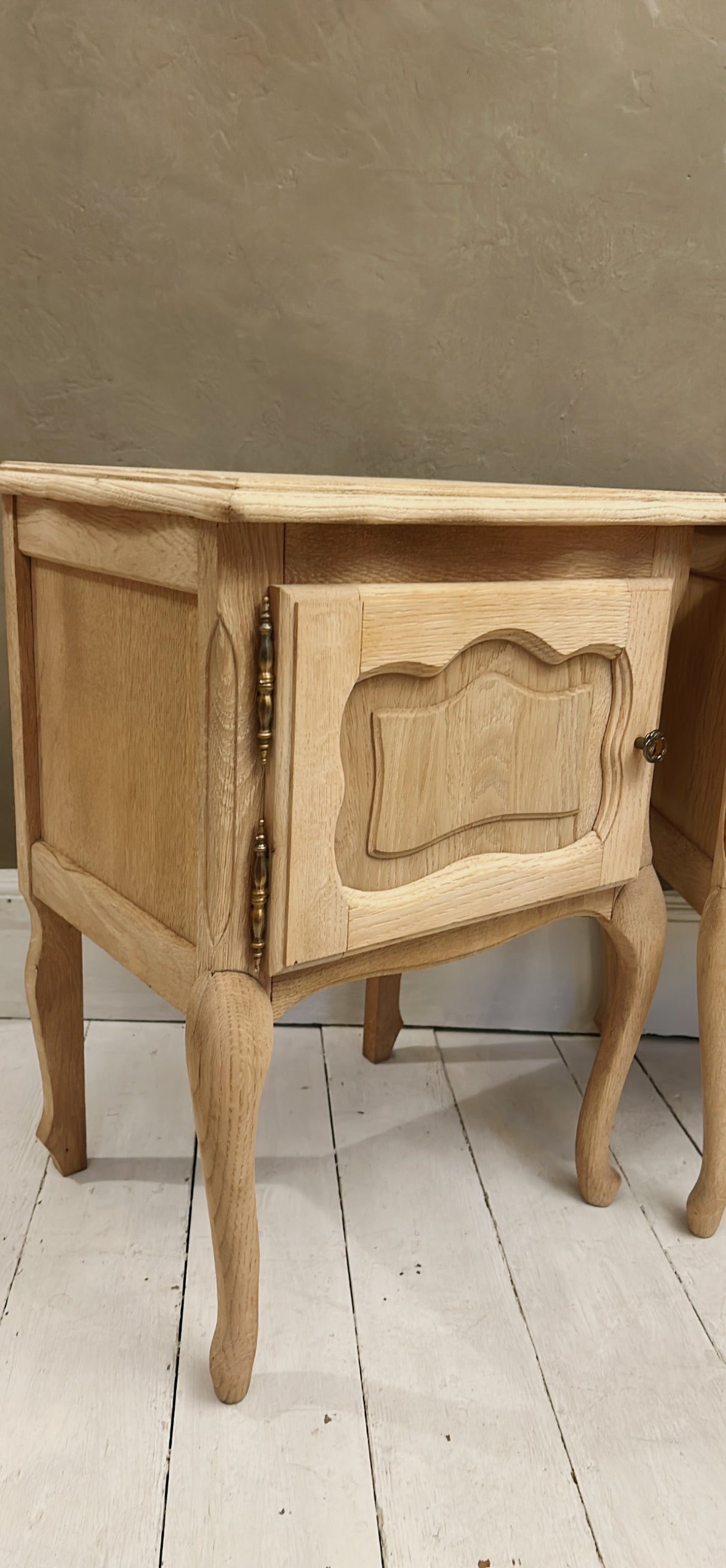Pair French Oak Bedsides