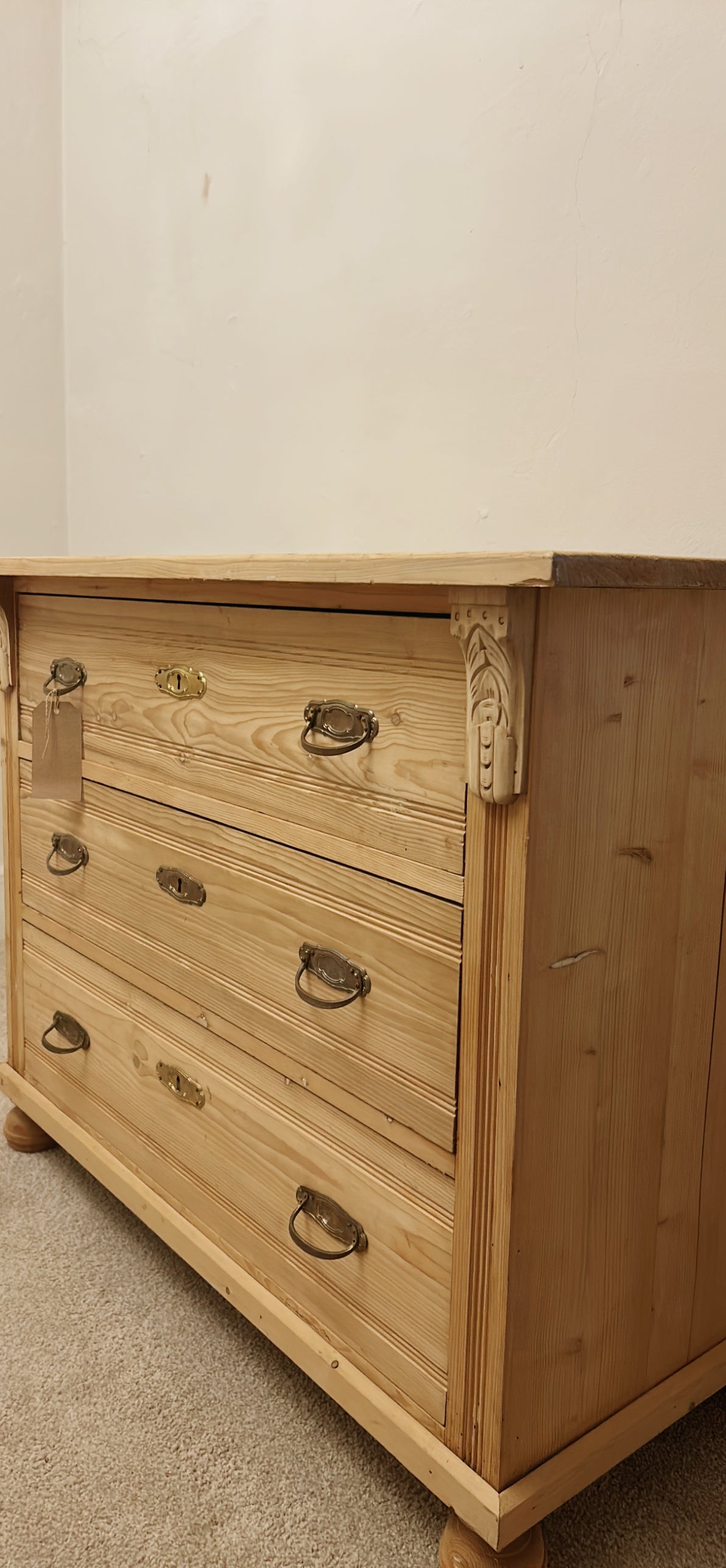 Vintage pine European chest of drawers