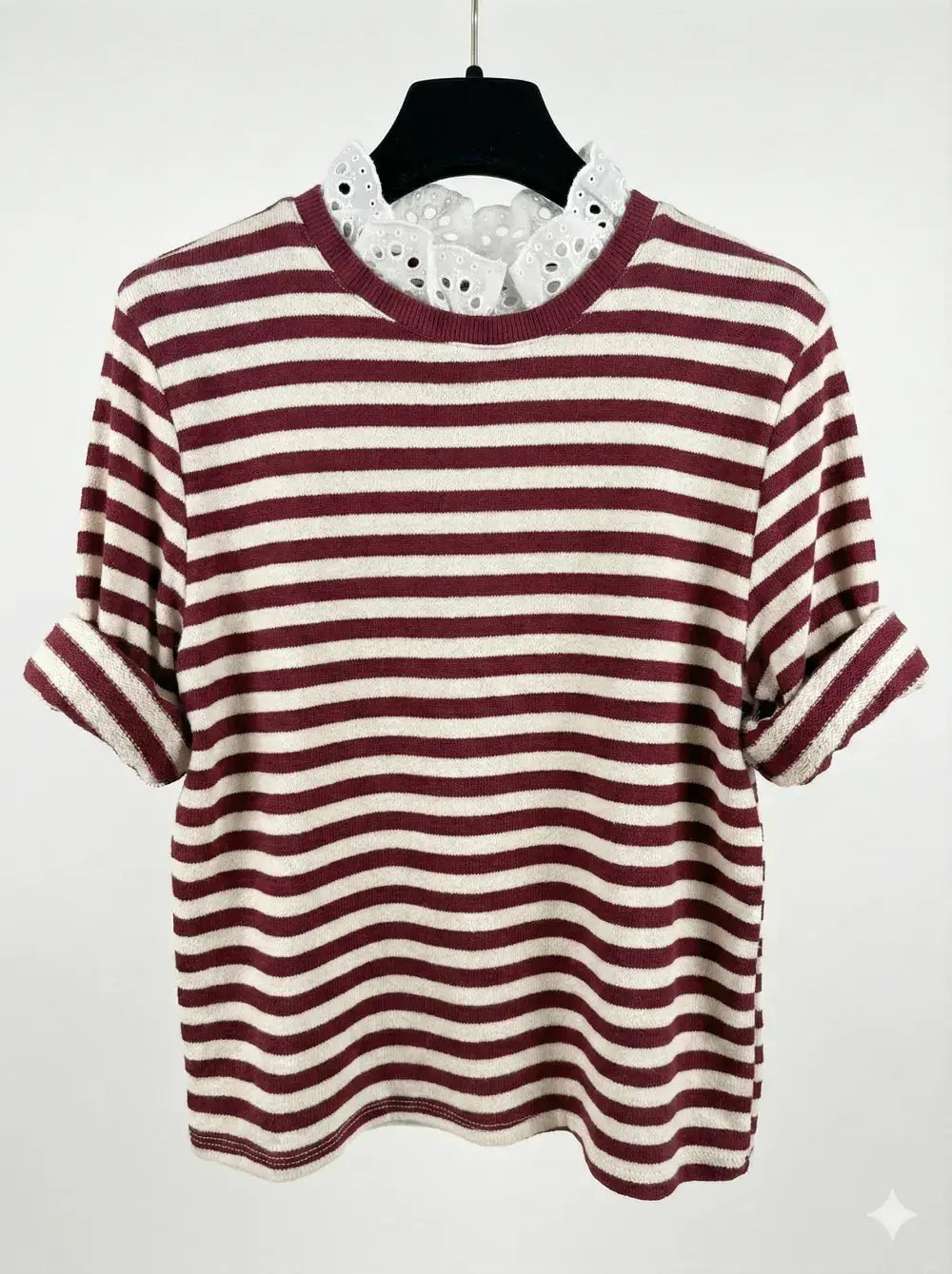 Top with English Embroidery Collar: Chocolate