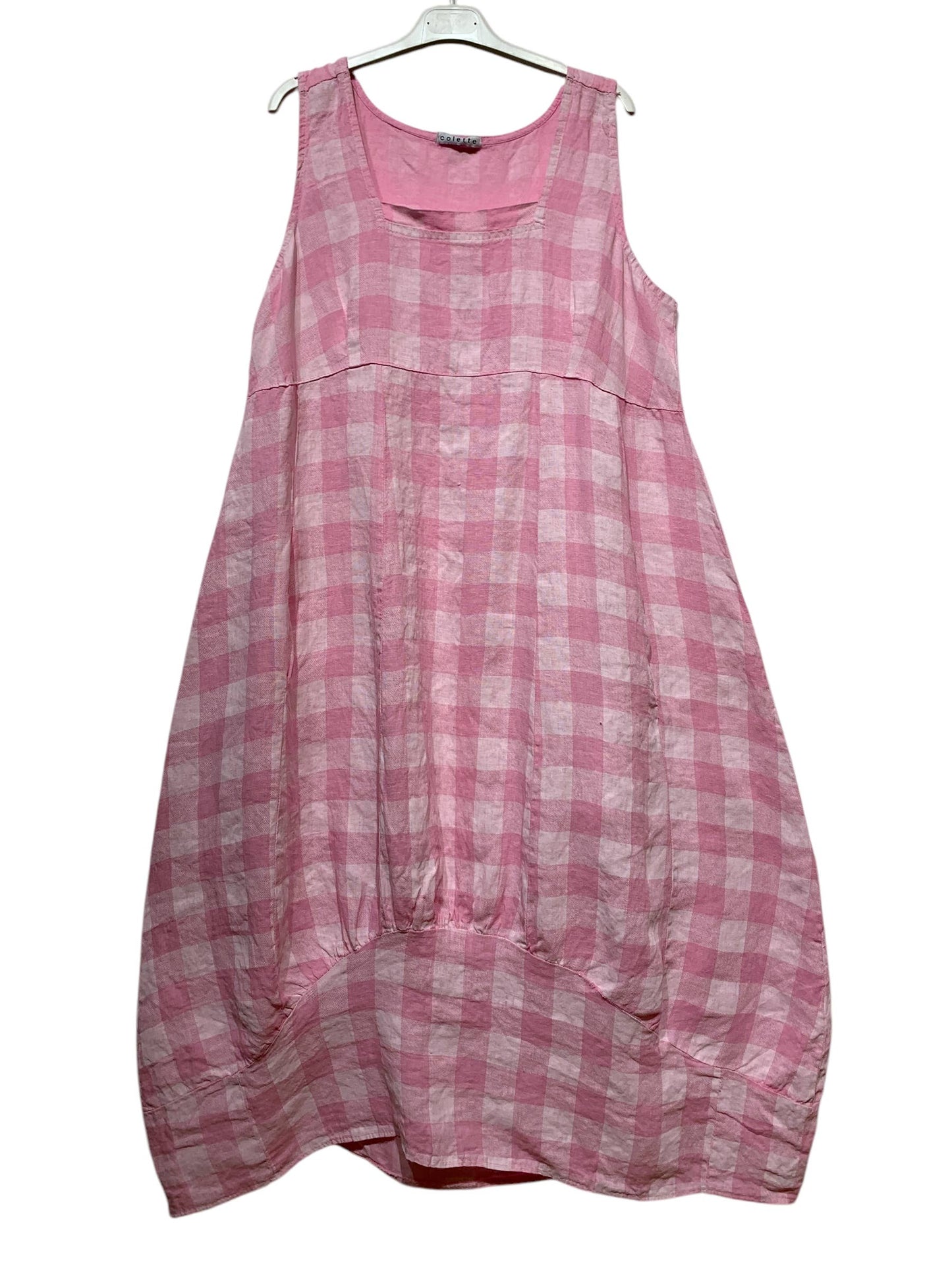 322 LINEN DRESS WITH VICHY CHECKS: MOLE