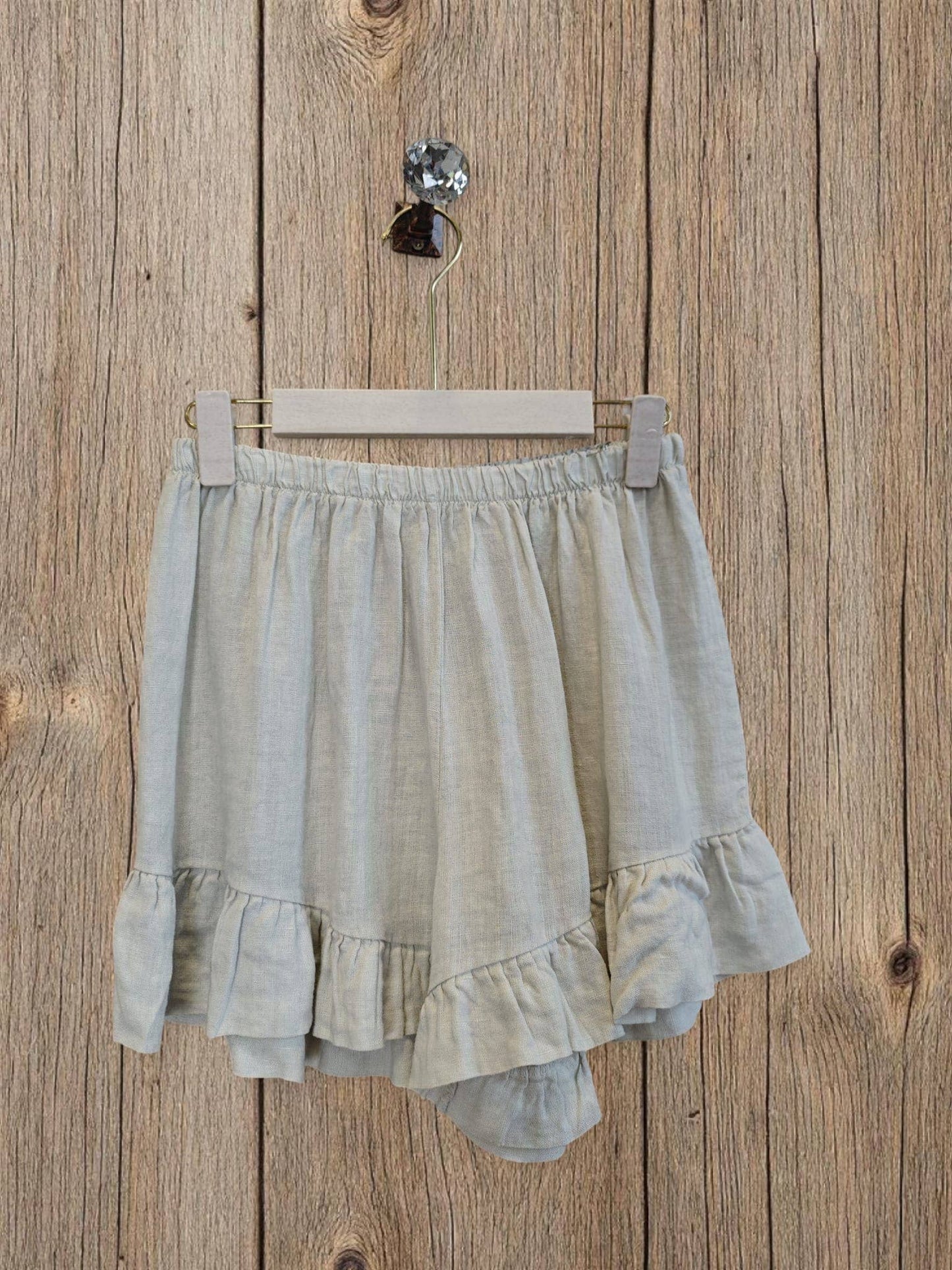 Ref-6575 SHORT LINEN PANTS 100%: Blue
