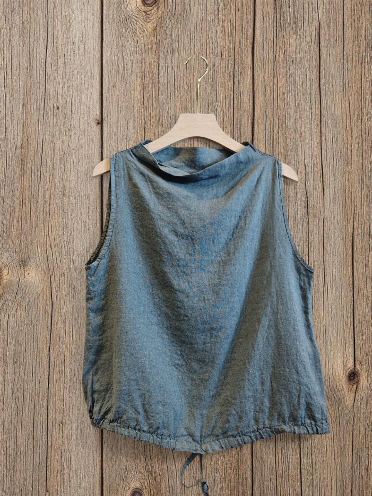 Ref-5189 SLEEVELESS BLOUSE 100% LINEN: BEIGE