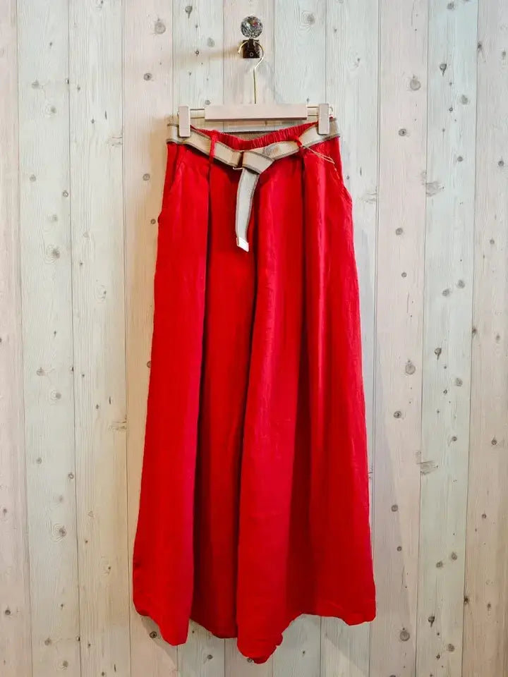 Ref-30522 WIDE-LEG PANTS 100% LINEN: Negro