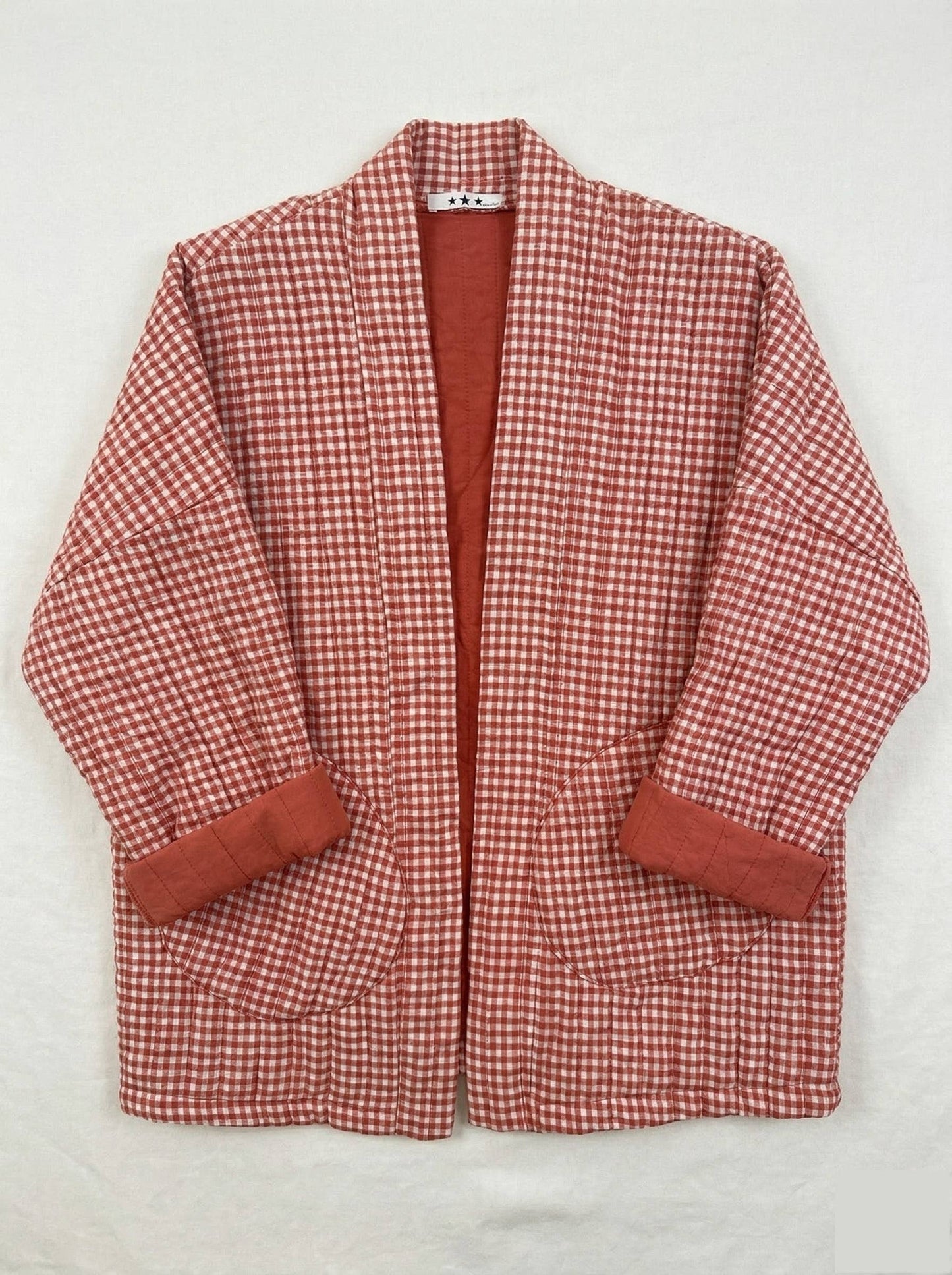 Vichy Quilted Kimono Jacket @5230_VeMVichy: Red