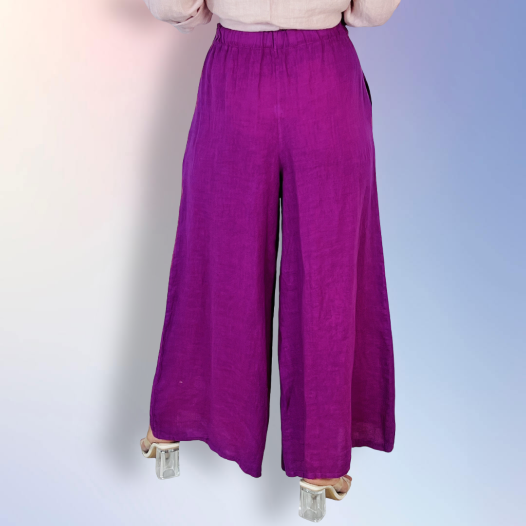 Ref-2342 100% LINEN PANTS: BLACK