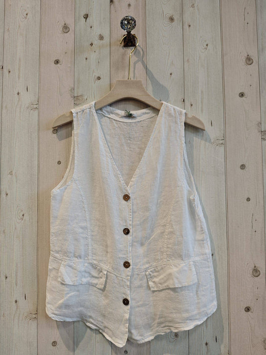 REF 17404 100% LINEN VEST: Blank