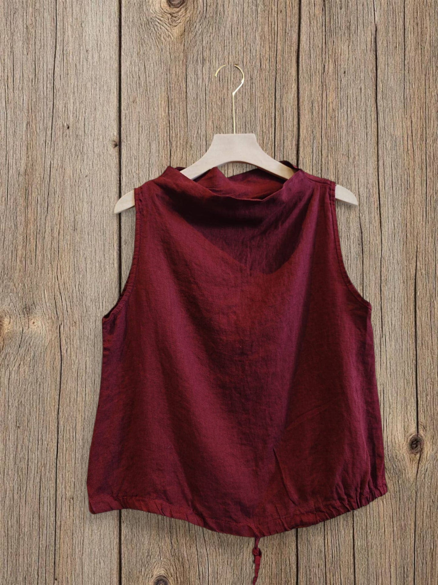 Ref-5189 SLEEVELESS BLOUSE 100% LINEN: BEIGE
