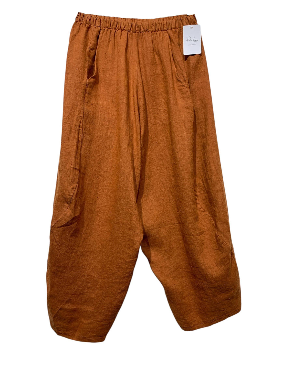8414 LINEN PANTS WITH POCKETS, OVERSIZED FIT, BEST SELLER: TAUPE