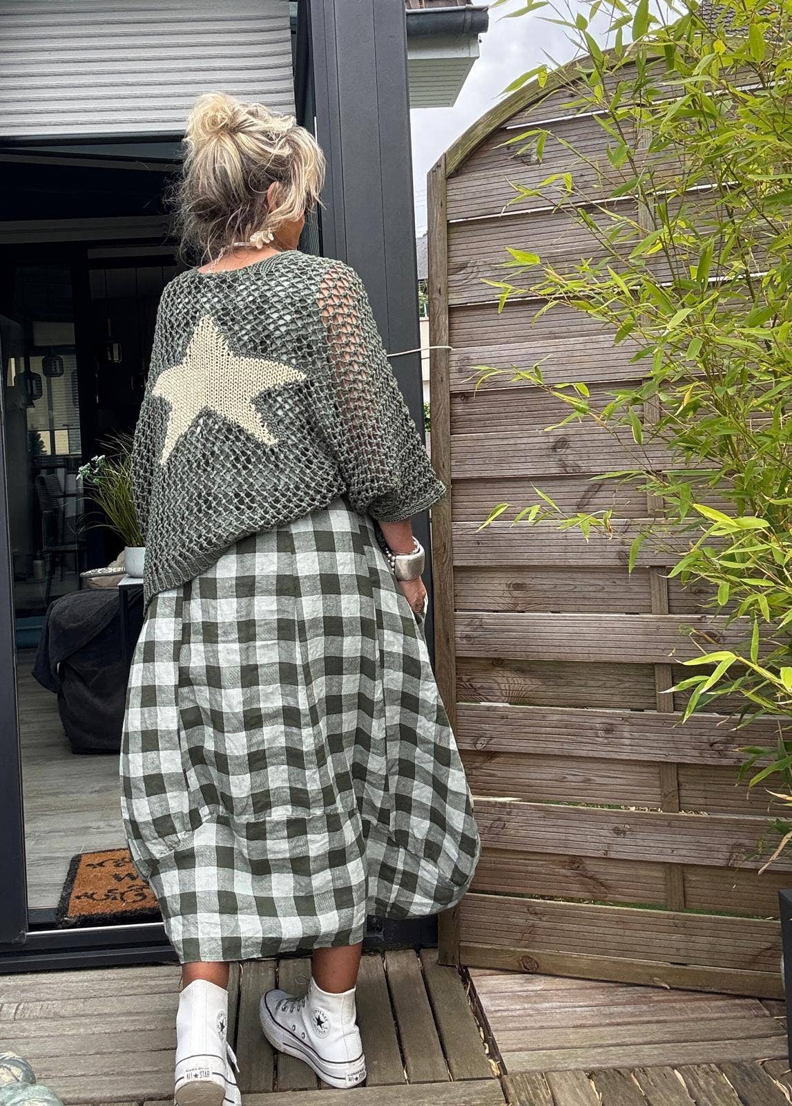 322 LINEN DRESS WITH VICHY CHECKS: MOLE