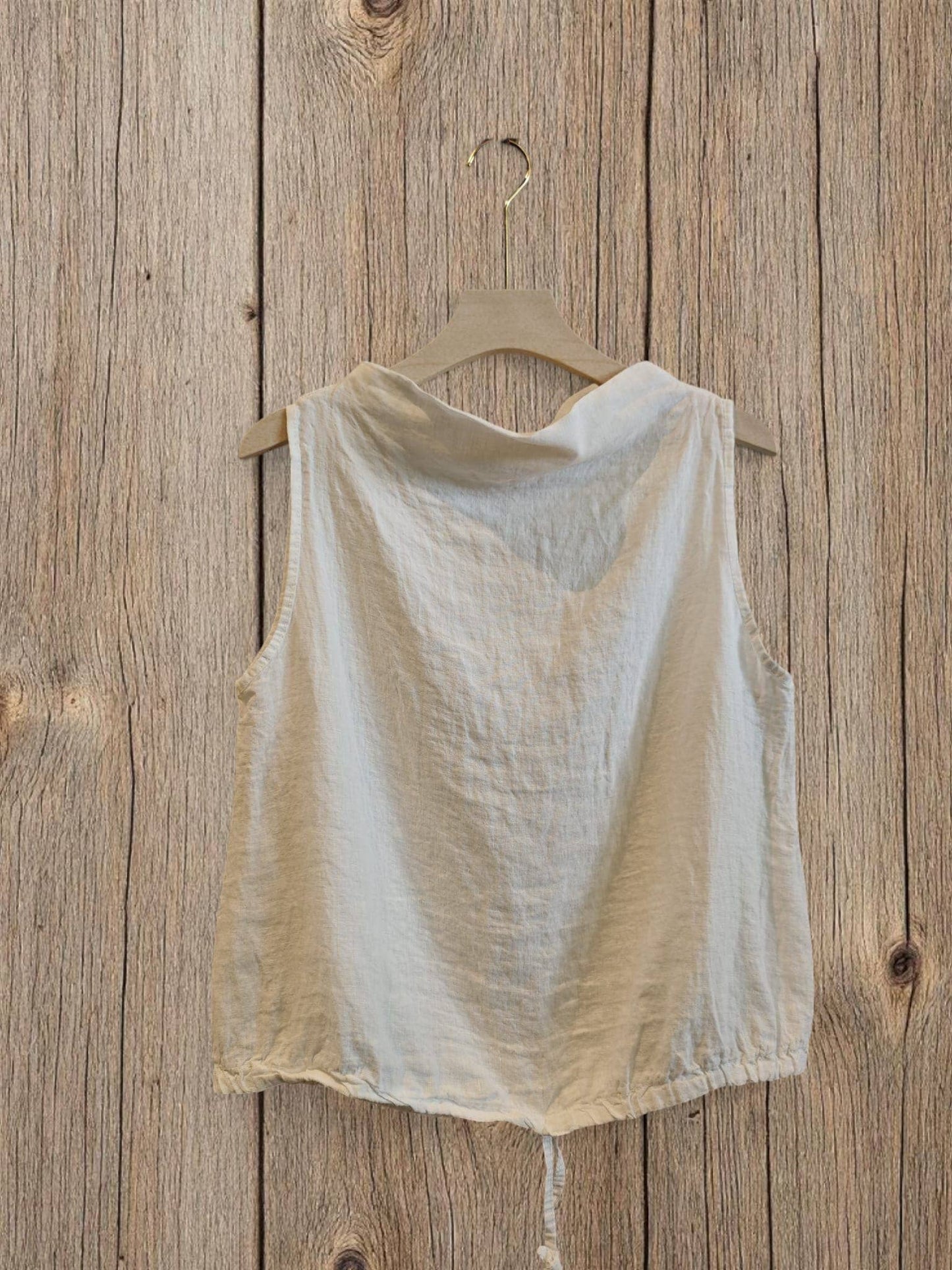 Ref-5189 SLEEVELESS BLOUSE 100% LINEN: PISTACHIO