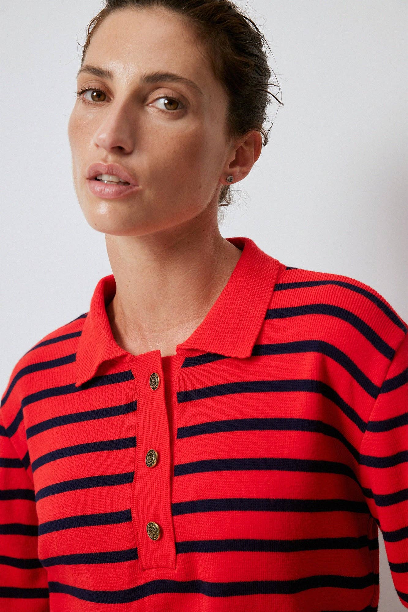 POLO NECK STRIPED SWEATER: Red / Standart