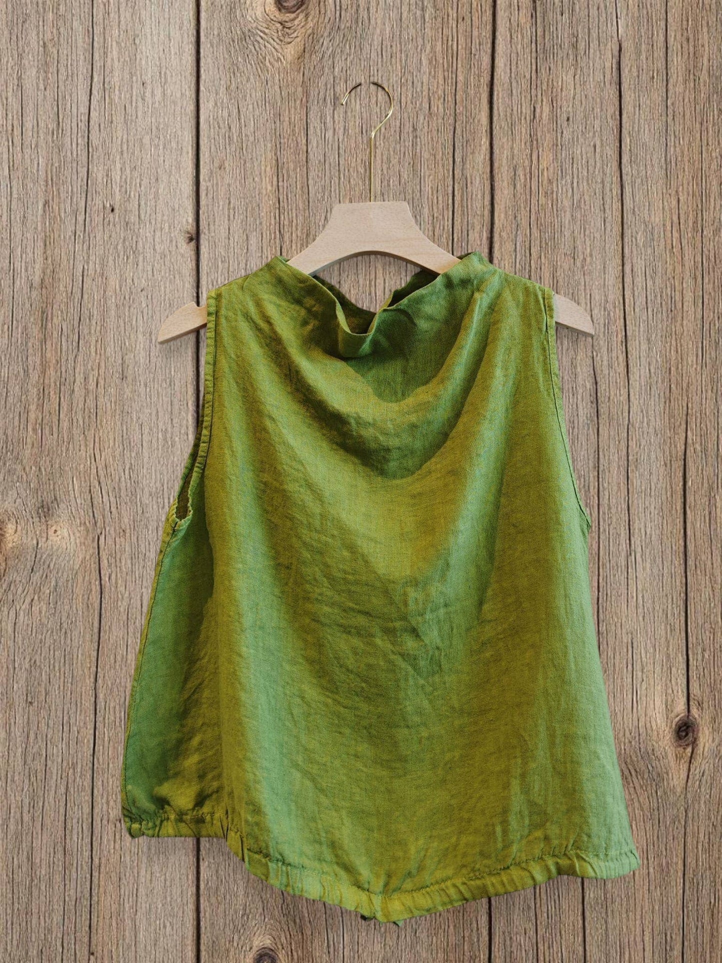 Ref-5189 SLEEVELESS BLOUSE 100% LINEN: BEIGE