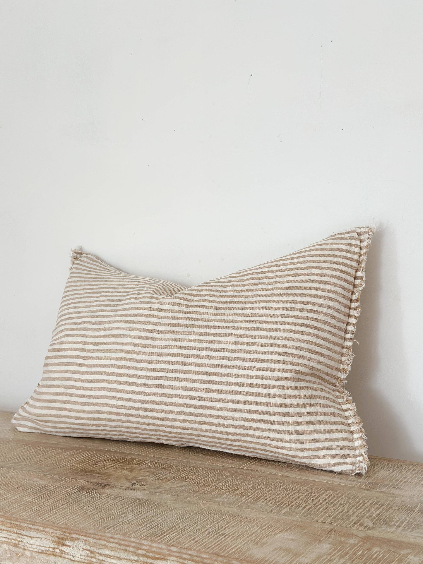 Esmee Linen Cushion Cover 50x30 – Light Brown Stripe