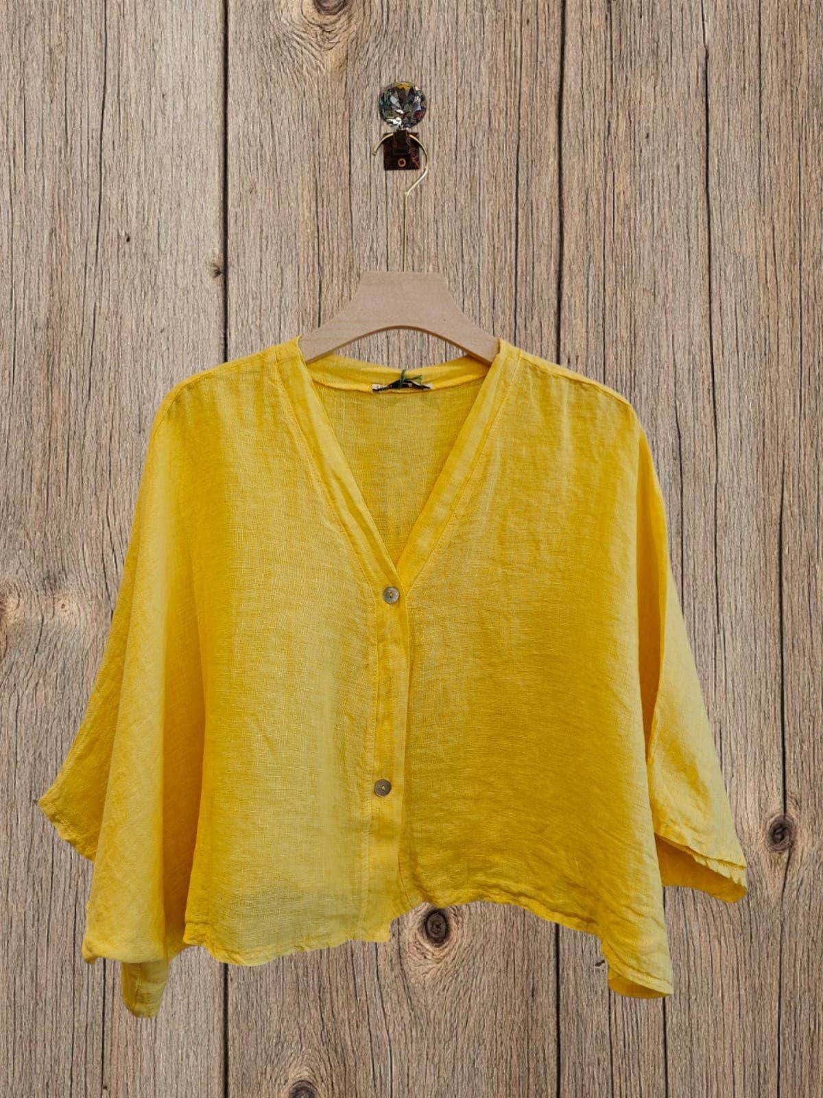 Ref-11870 SHORT LINEN BLOUSE 100%: Blank