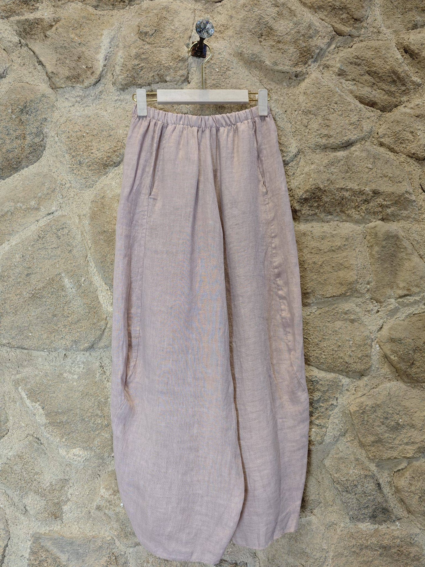 Ref-41482 BALLOON-STYLE PANTS 100% LINEN: Rosa