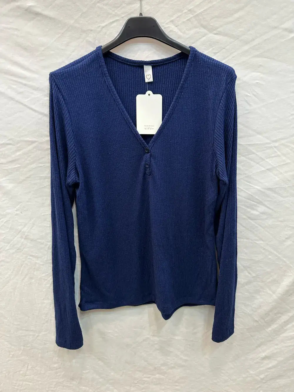 Ribbed lurex top with buttons @59910_HBoutLux: Beige