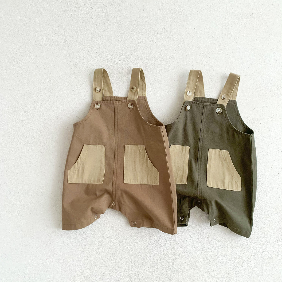 Annie & Charles® JO Overalls: Khaki / 6-12 M