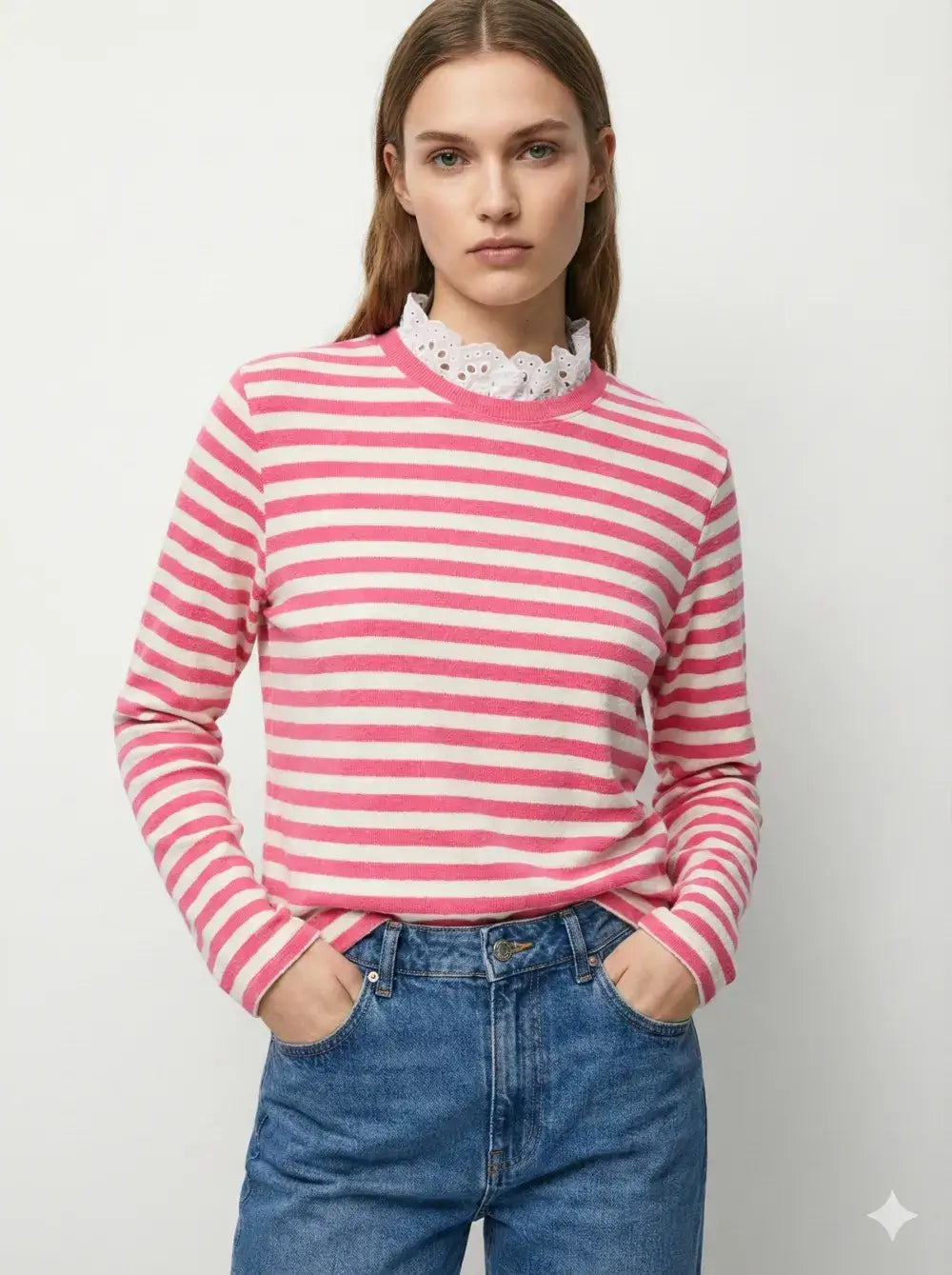 Top with English Embroidery Collar: Chocolate
