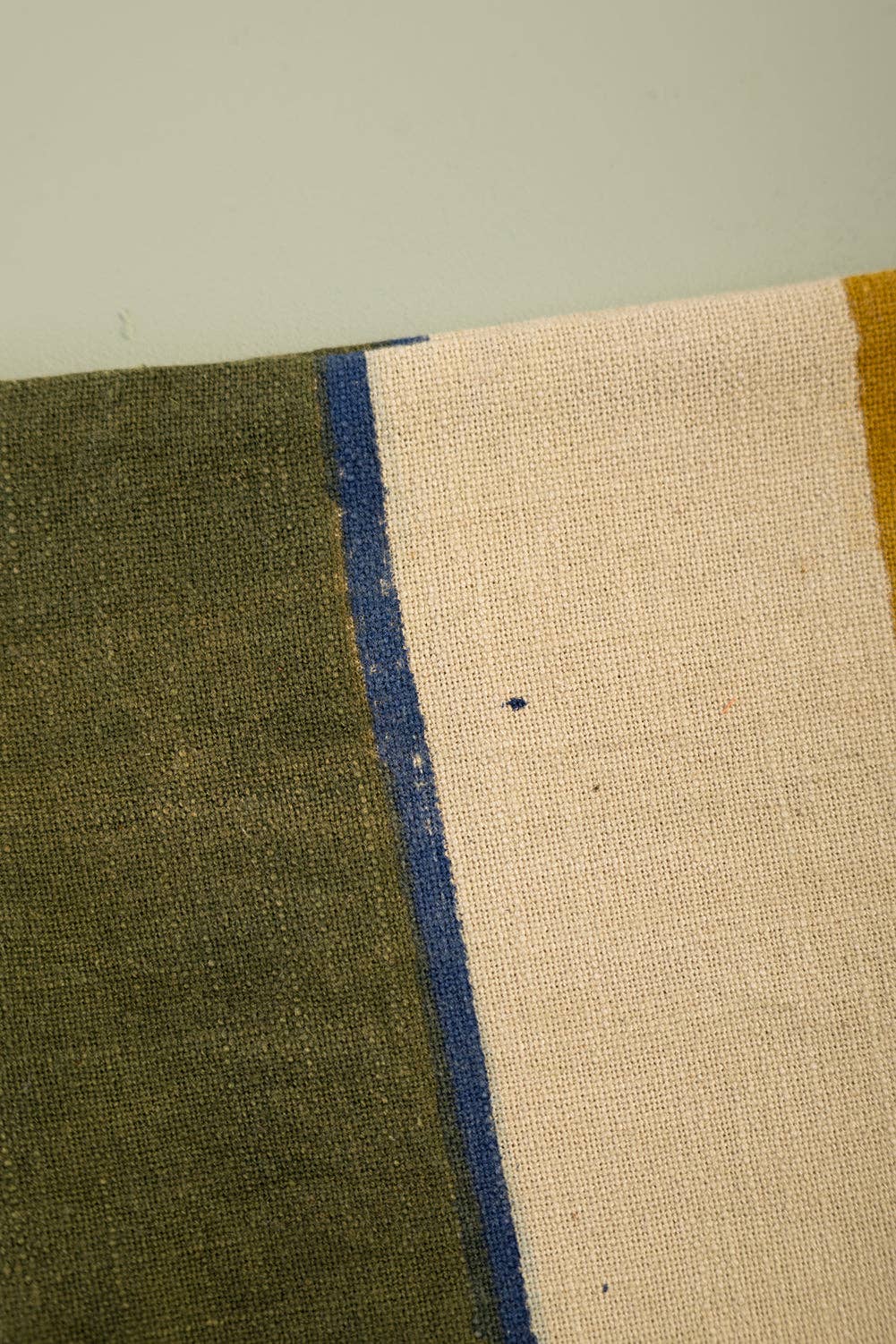 Hunter Green Stripe Block Print Cushion Cover: Feather Inner