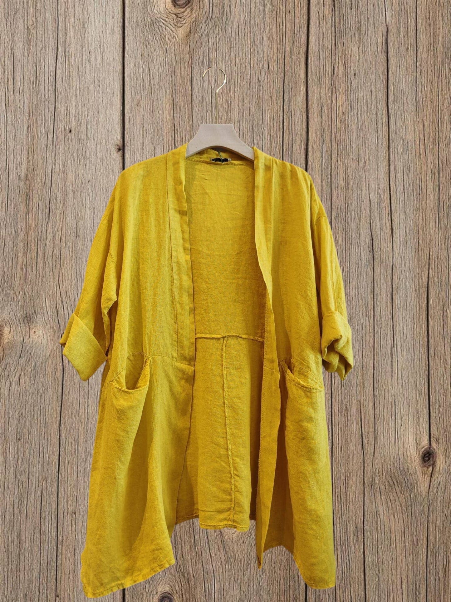 Ref-13617 CARDIGAN 100% LINEN: PISTACHIO
