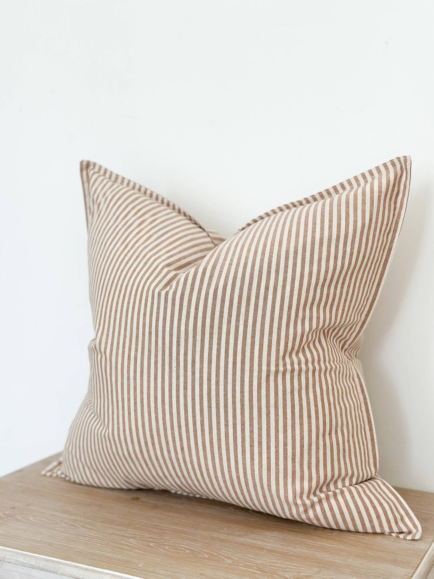Darcy Cotton Cushion Cover – Thin Brown Stripe: 45 x 45 cm