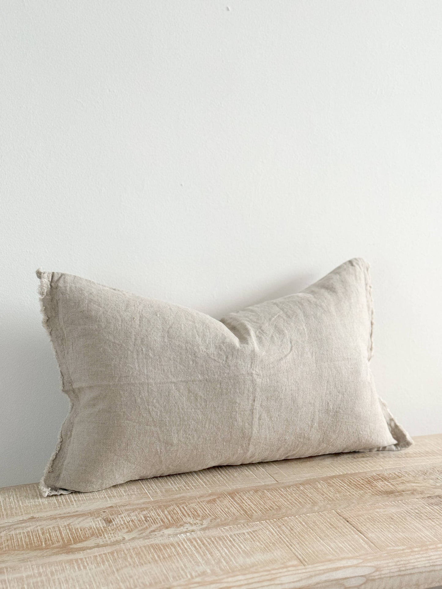 Esmee Linen Cushion Cover 50x30 – Frayed Edge Natural Beige