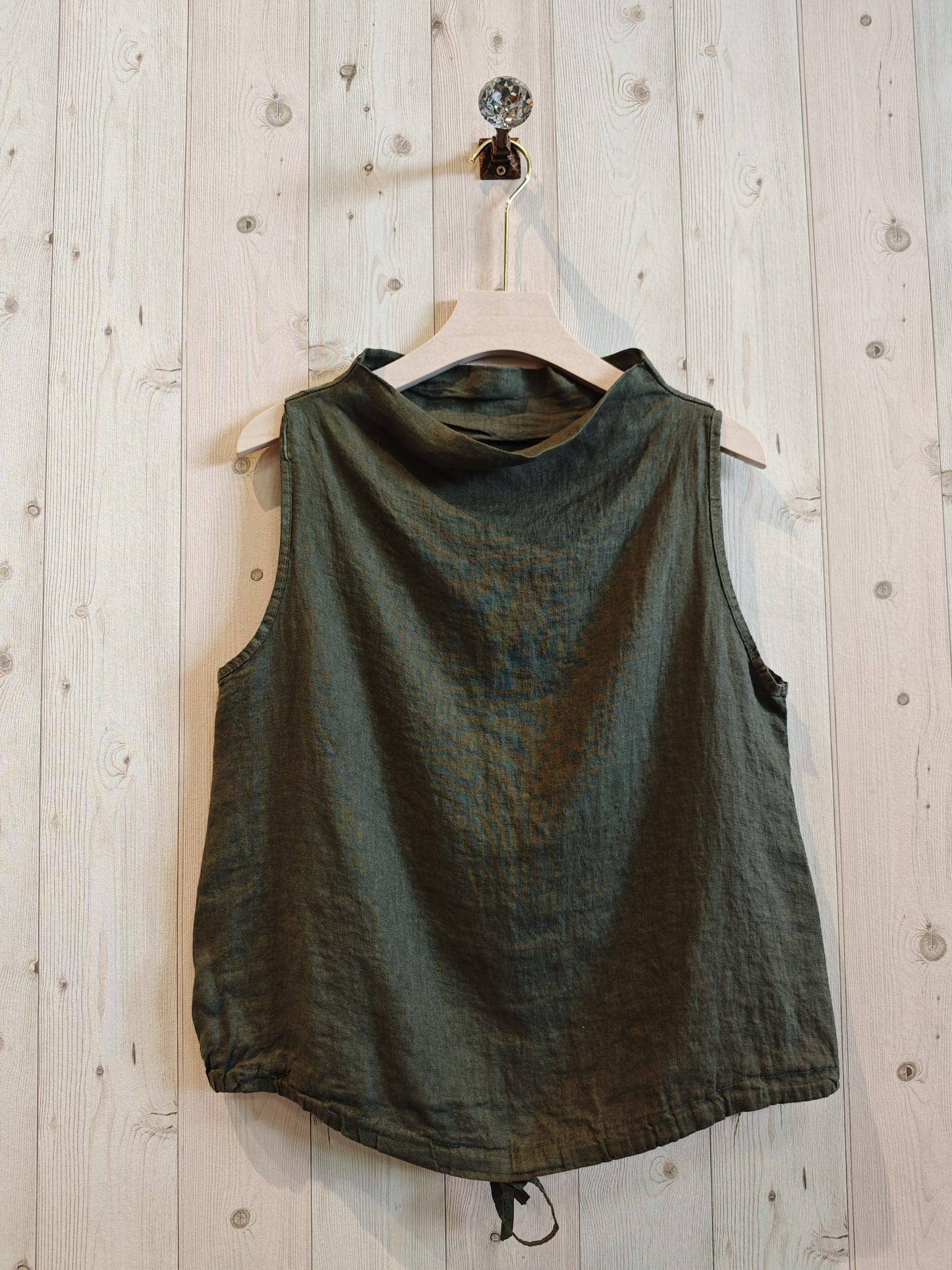 Ref-5189 SLEEVELESS BLOUSE 100% LINEN: BEIGE