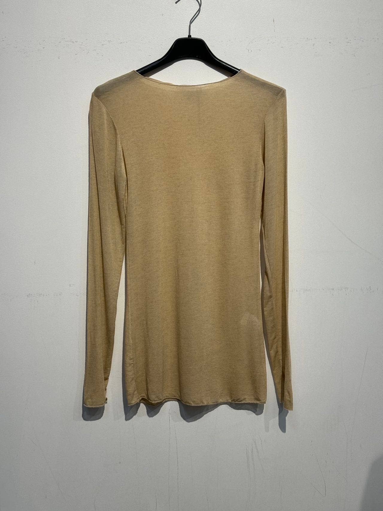 Cashmere round neck long sleeve t-shirt 08886: Chocolate