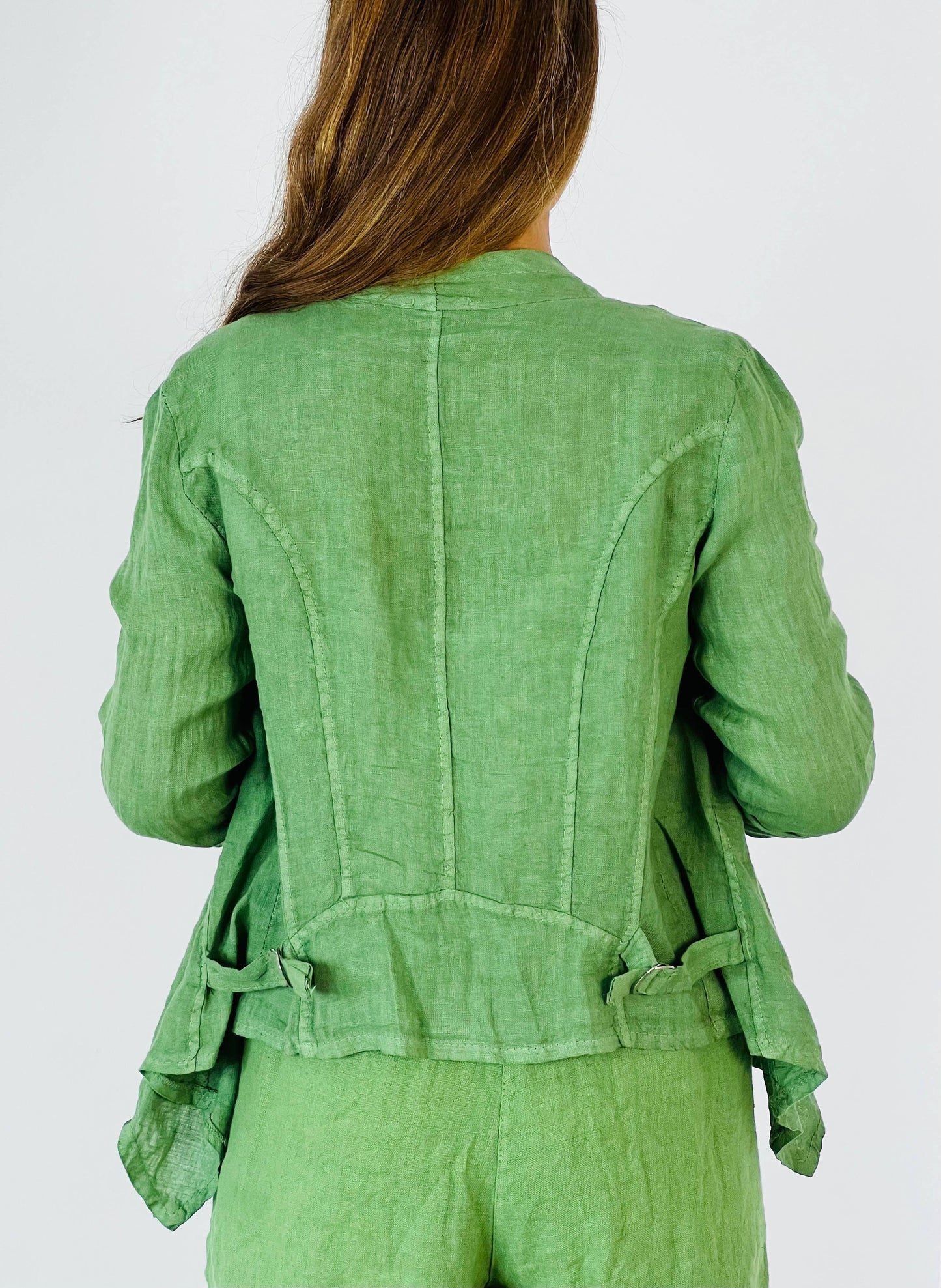Ref-192 SHORT CARDIGAN 100% LINEN: Black