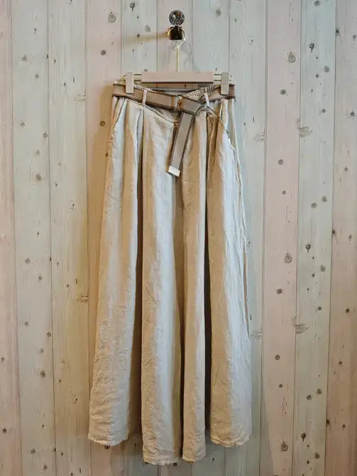 Ref-30522 WIDE-LEG PANTS 100% LINEN: Negro