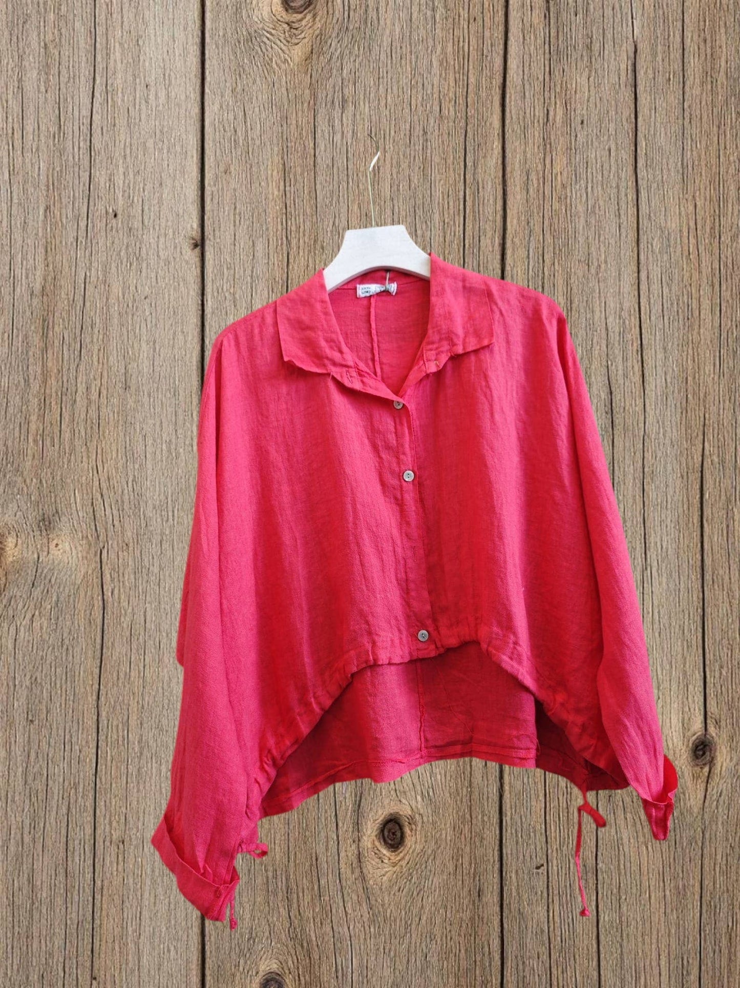 Ref-83790 SHORT BLOUSE 100% LINEN: Beige