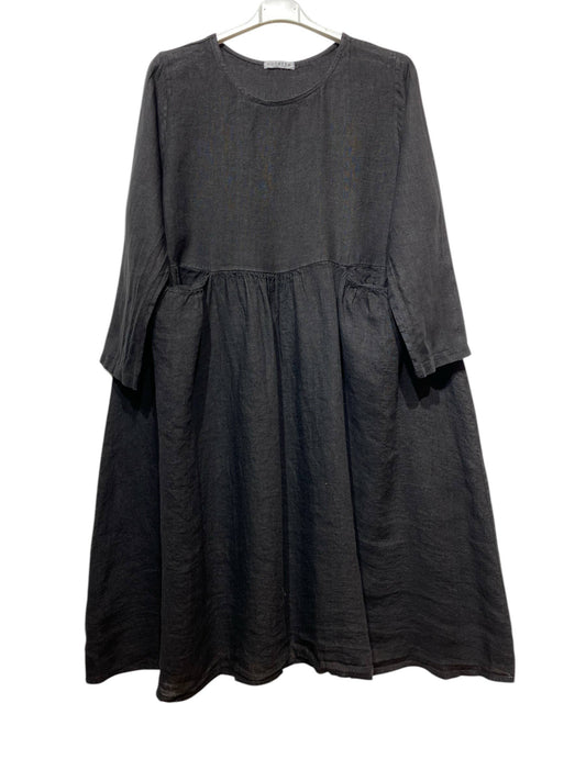 3127 LINEN DRESS SPRING SUMMER CLOTHING PLUS SIZE: Noir