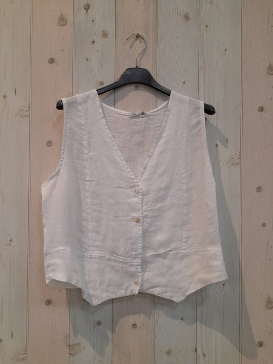 REF 79055 SLEEVELESS T-SHIRT 100% LINEN: BLANK