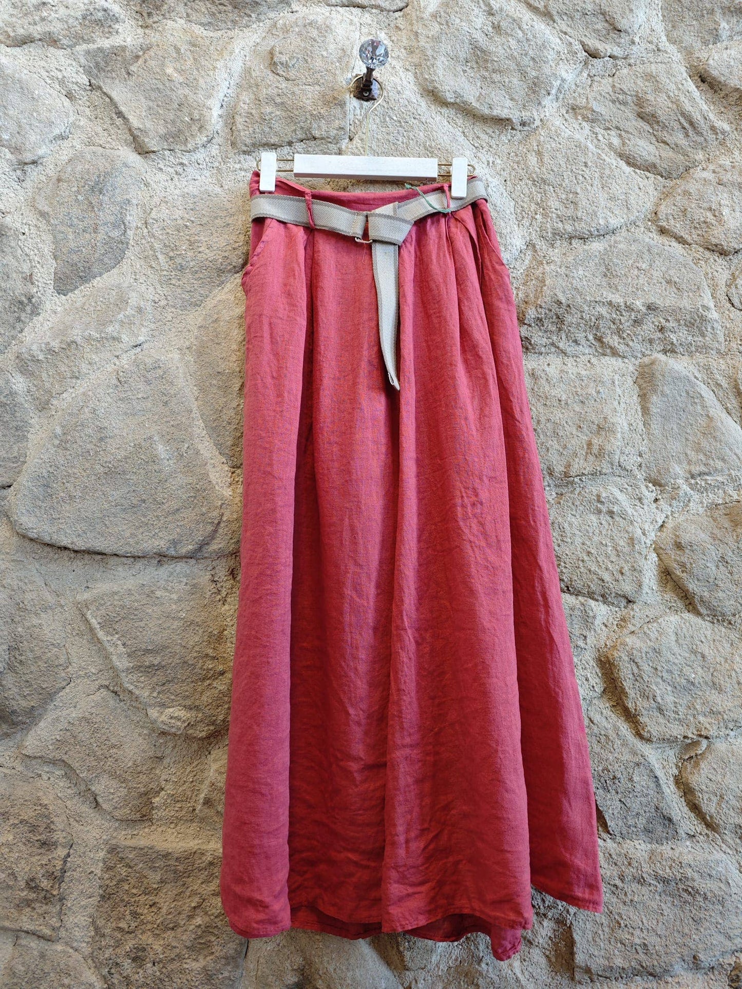 Ref-30522 WIDE-LEG PANTS 100% LINEN: Negro