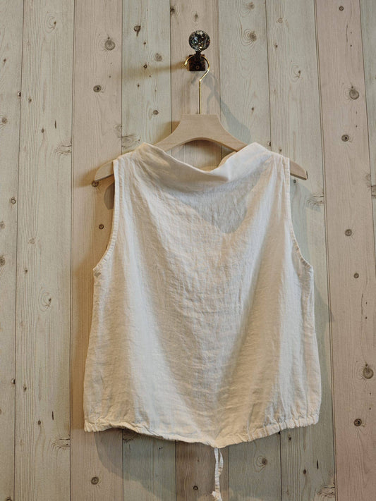 SLEEVELESS BLOUSE 100% LINEN: Blank
