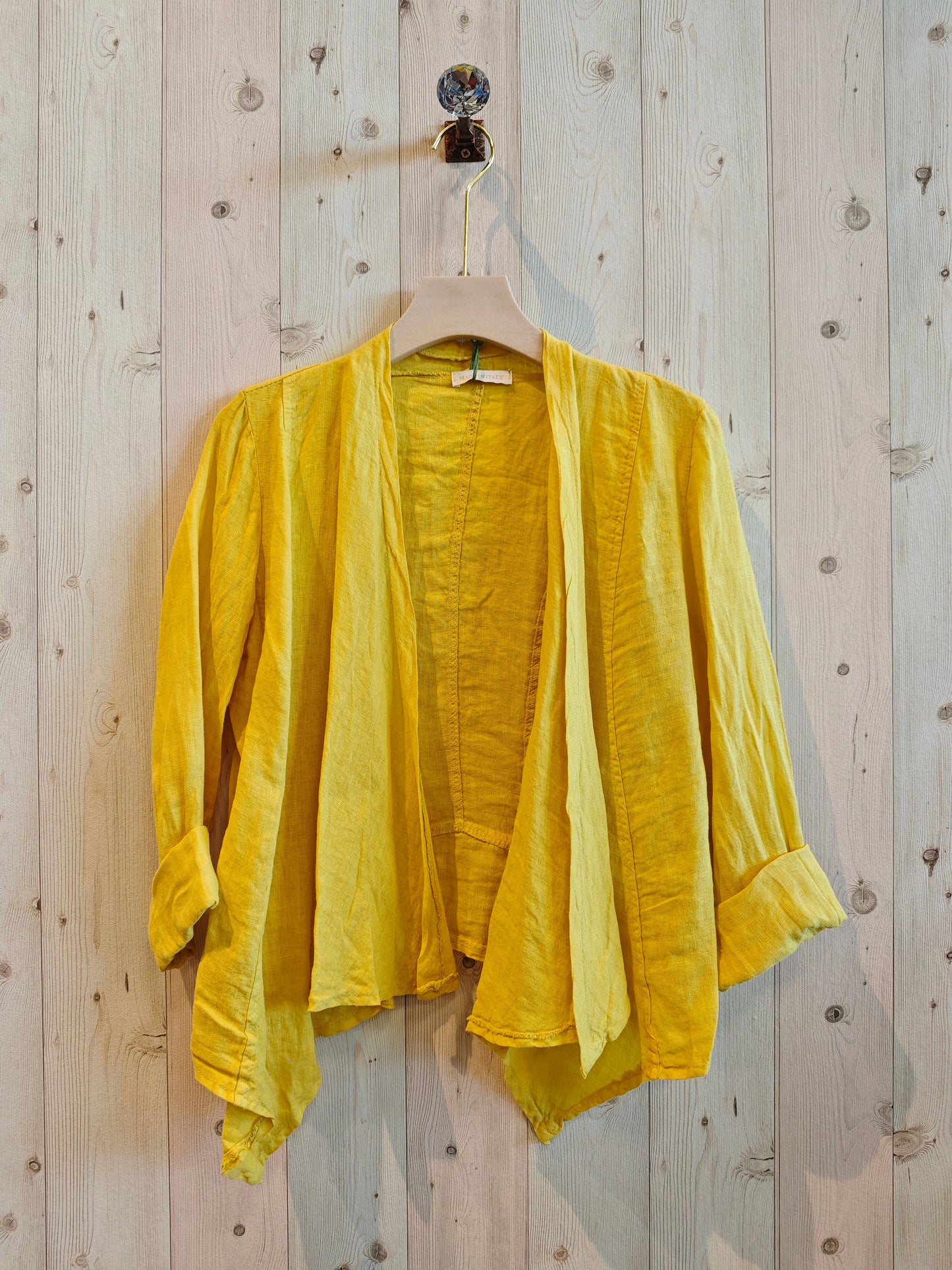 Ref-192 SHORT CARDIGAN 100% LINEN: Black