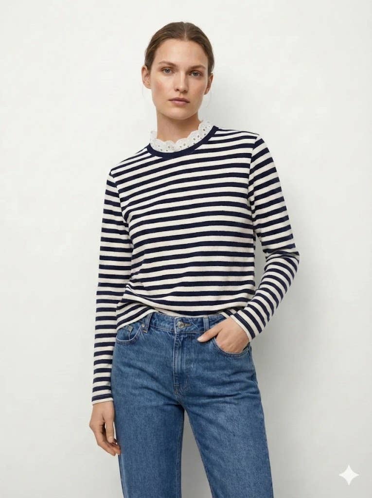 Top with English Embroidery Collar: Chocolate