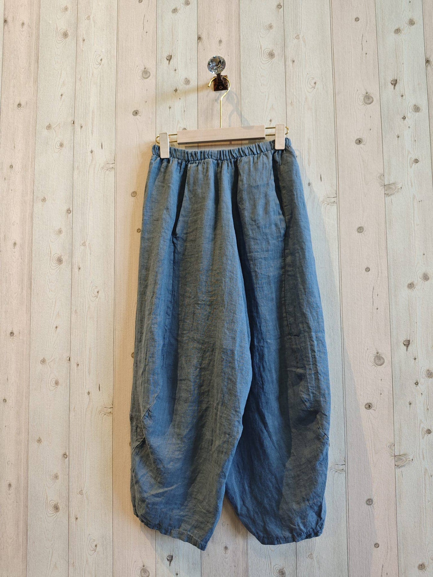 Ref-41482 BALLOON-STYLE PANTS 100% LINEN: Rosa