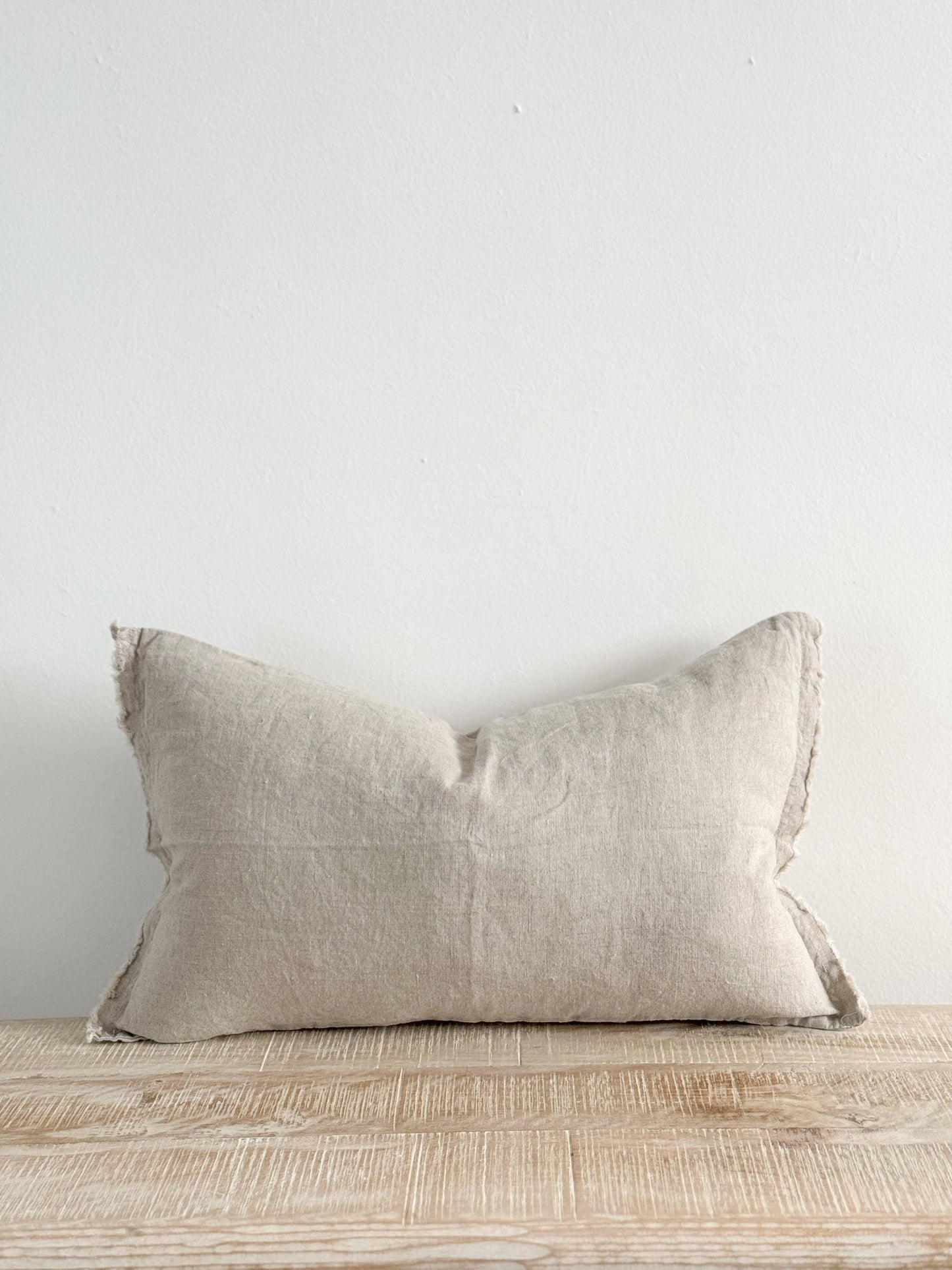 Esmee Linen Cushion Cover 50x30 – Frayed Edge Natural Beige