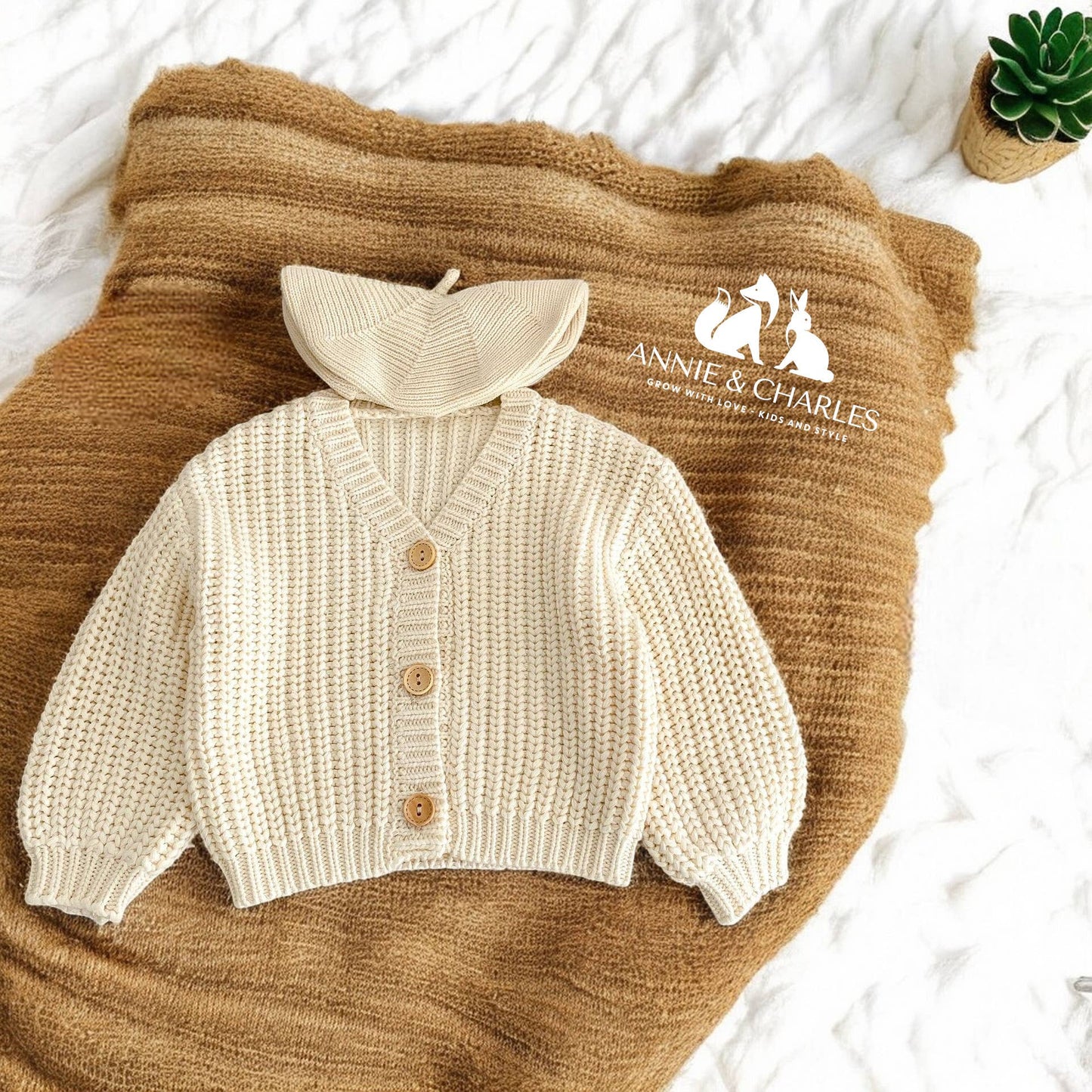 Annie & Charles® premium knit jacket made from organic cotton: 6-12 M