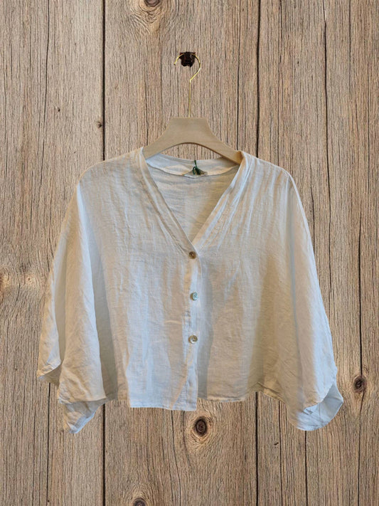 Ref-11870 SHORT LINEN BLOUSE 100%: Blank