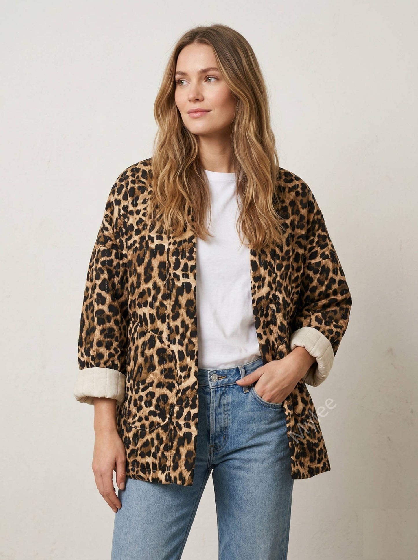 Quilted Jacket Leopard Print @5230_VeLeoMatelasse: Beige