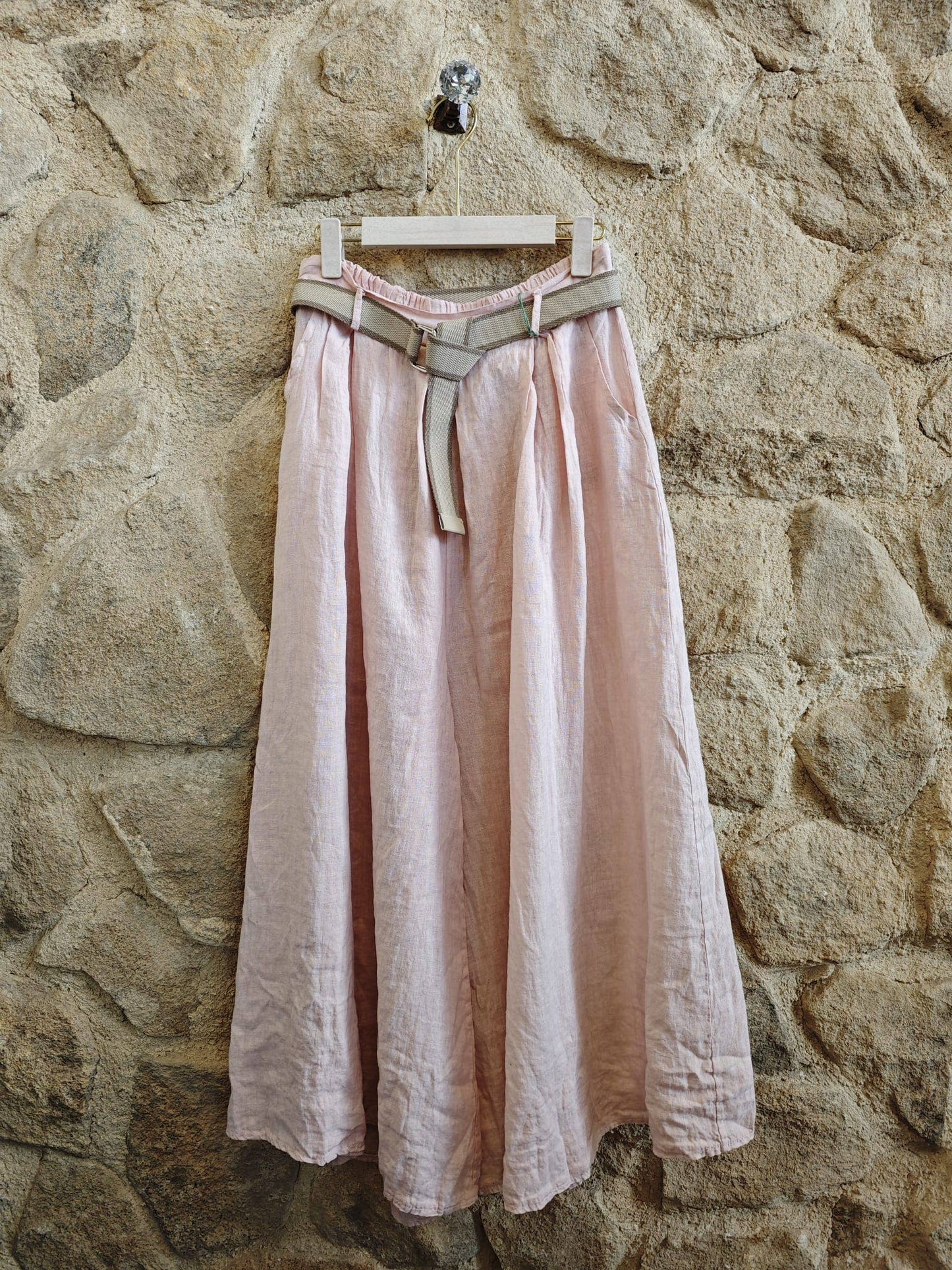 Ref-30522 WIDE-LEG PANTS 100% LINEN: Negro